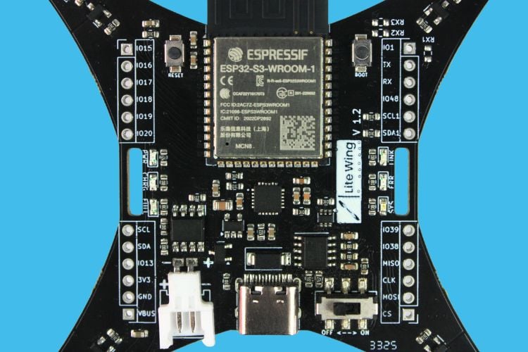 Drone PCB Closeup and Strap Hole of Lite Wing
