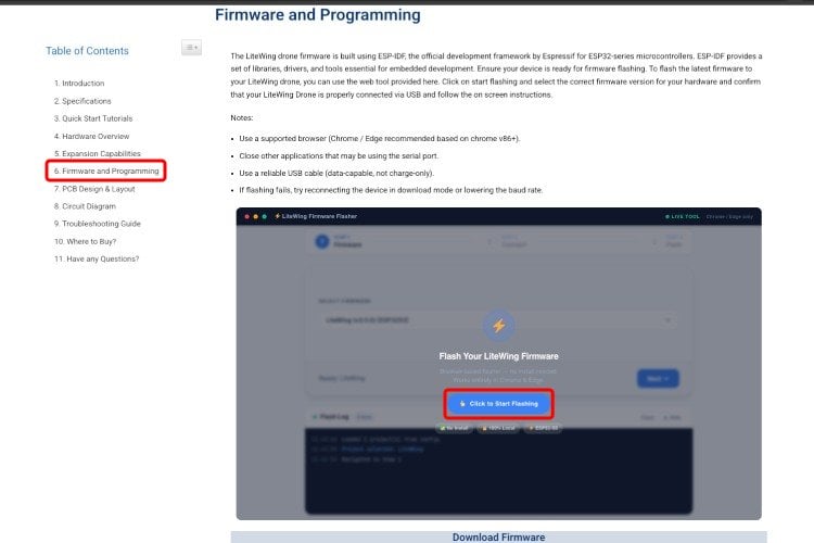 LiteWing Firmware Flasher on LiteWing Wiki page