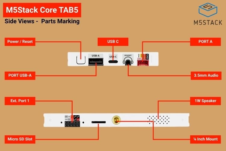 Side views of the M5Stack Tab5