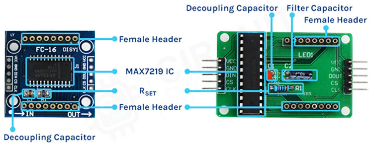 MAX7219 LED Dot Matrix Display Module - Parts