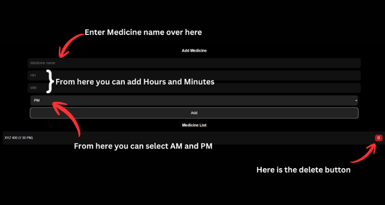 Medicine List Section