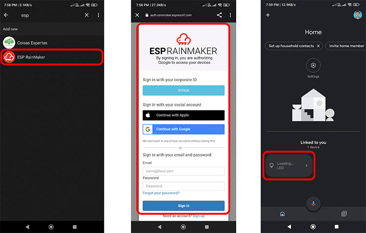 ESP RainMaker App Google Voice Assistant Integration