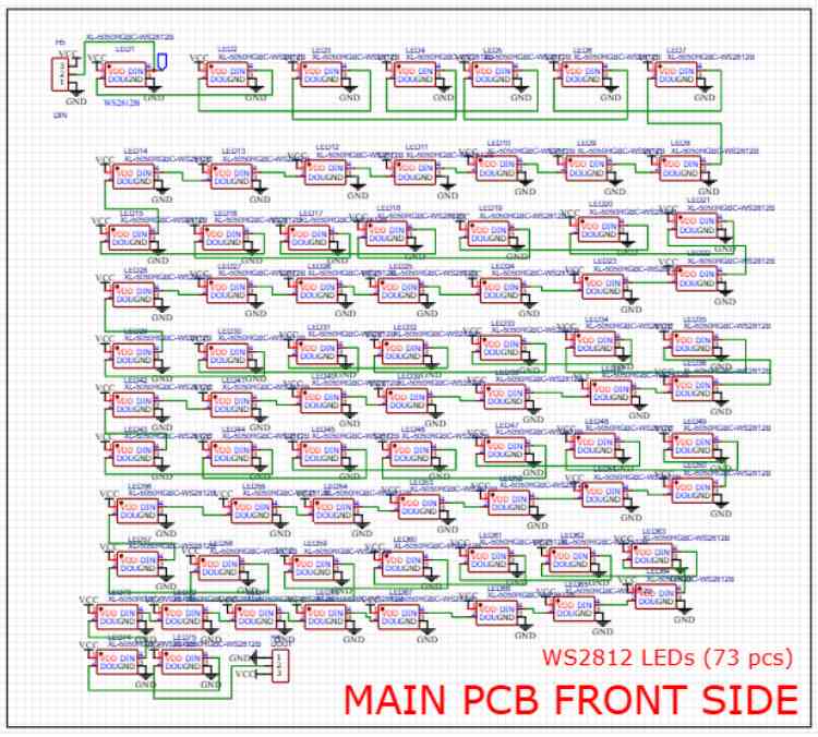 73 WS2812B LEDs connected in Daisy chain
