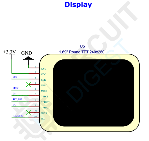 1.69" TFT Display Module Pinout