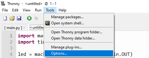 Thonny IDE Tool Options