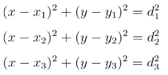 Trilateration Circle Intersection Graph Equation