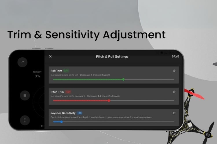 Trim Sensitivity Adjustment Drone App