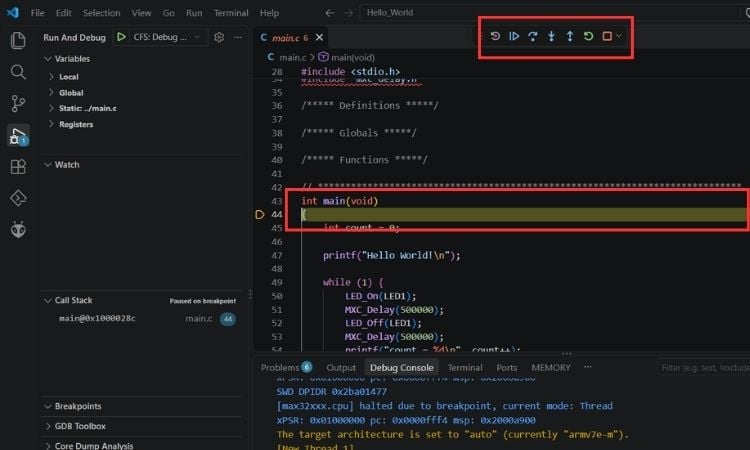 VS Code Breakpoint