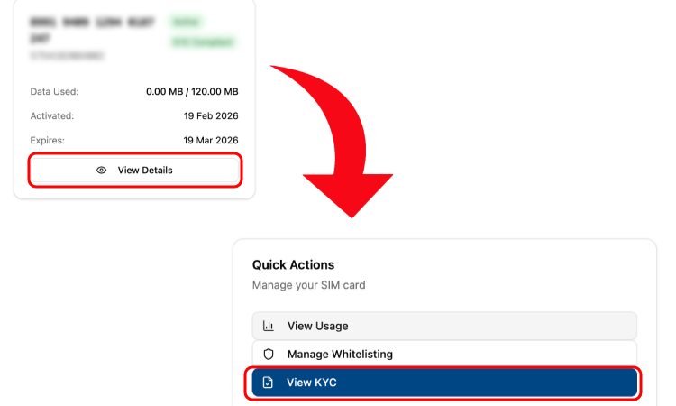 View KYC Option Selected