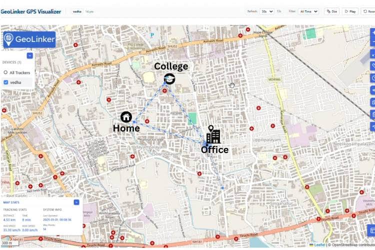 Virtual geofence boundaries for Home College Office and Restricted Area zones
