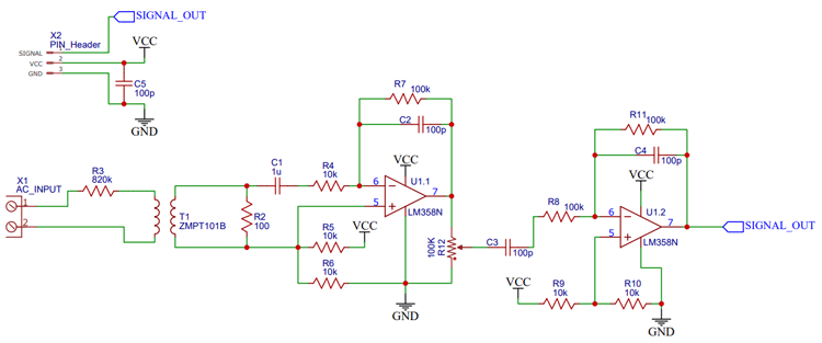 ZMPT101B Voltage Sensor Schematic