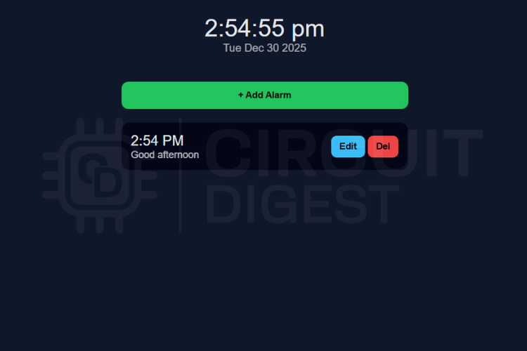 Web Server Interface Screenshot