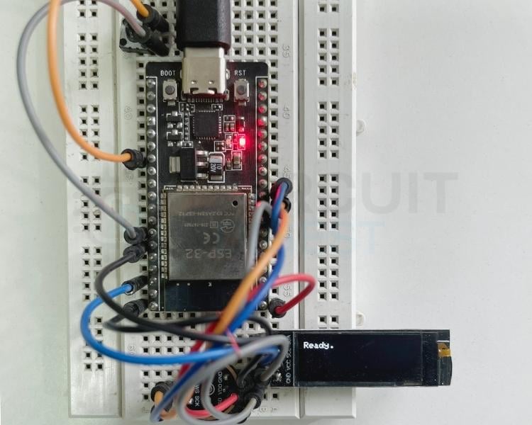 ESP32 speech to text system working — OLED display showing recognised speech text in real time after Wit.ai API processing