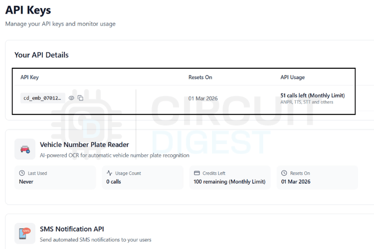 API Keys and Monthly Usage Limits