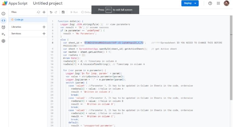 app script code sheet id screenshot