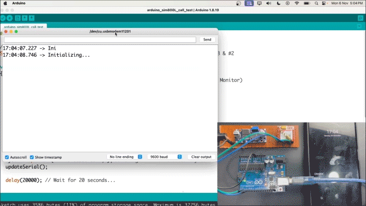 sim800l arduino code for making calls working