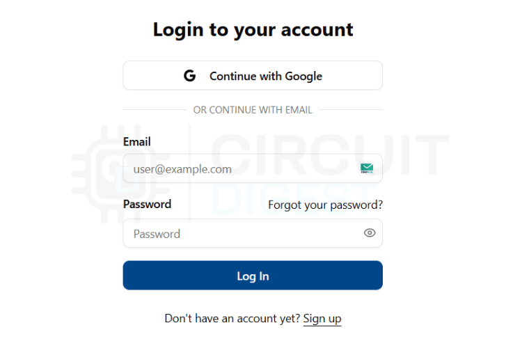 CircuitDigest Cloud Login Page