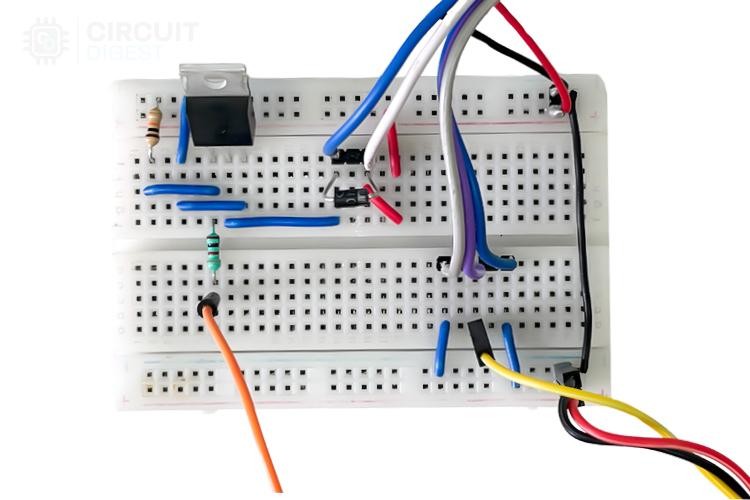 Close up Image of Arduino DC Motor Speed Control using MOSFET Circuit Connection