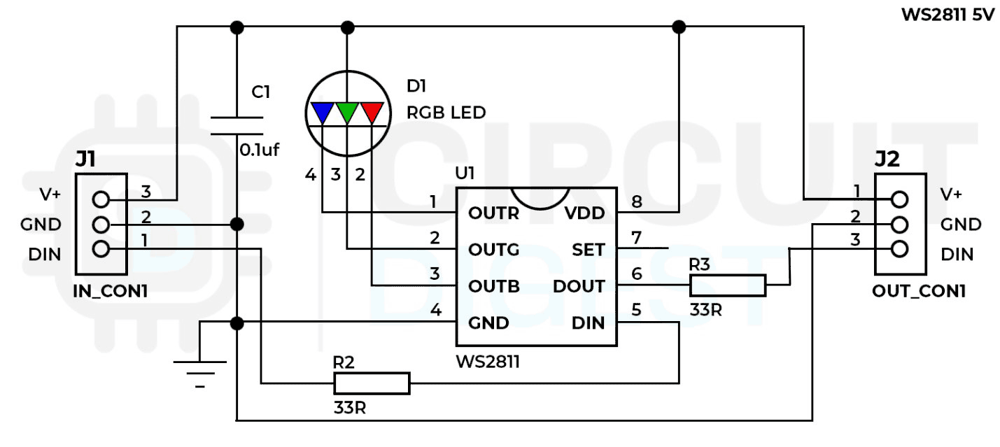 Circuit diagram of WS2811 driver