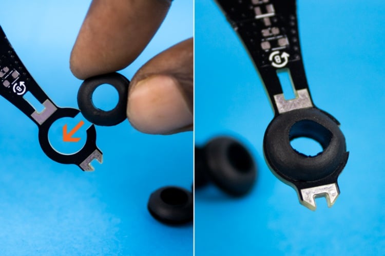 Rubber grommets installation