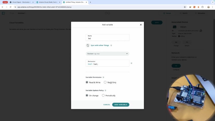 Arduino IoT Cloud: Adding New Variable