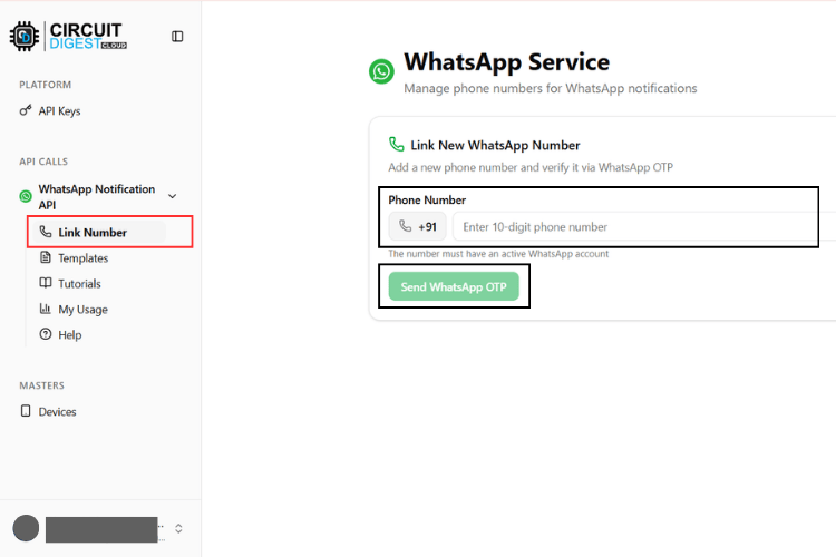 Link Phone Number Page