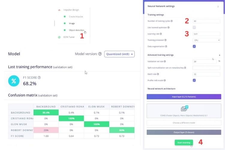 Screenshot Showing the Training Procedure and Results