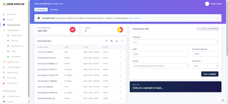 Edge Impulse Data Acquisition 