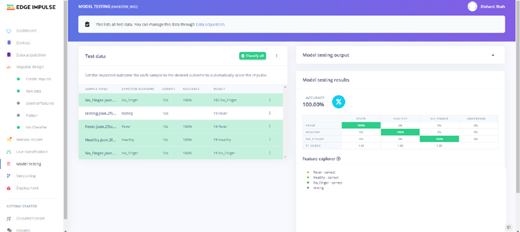 Model testing - Edge Impulse Documentation