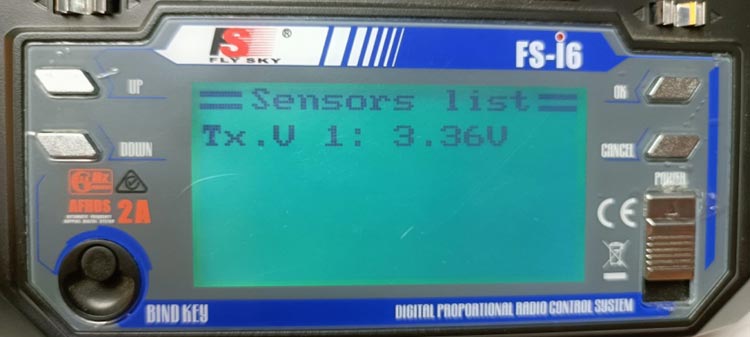 FS-iA6 Sensor List