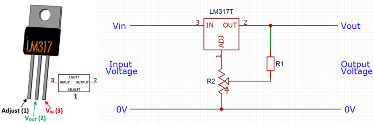 LM317 Pinout and Circuit