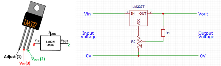 LM337 Pinout and Circuit