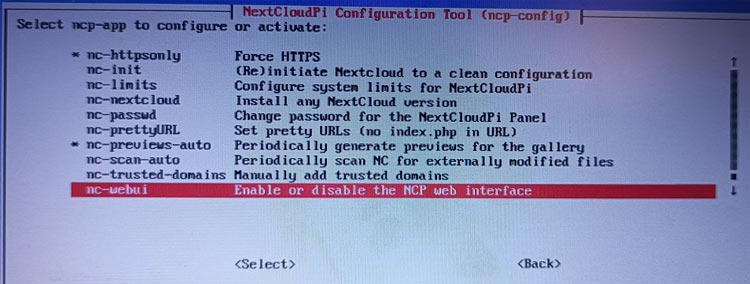 Next Cloud Pi Configuration Tool 