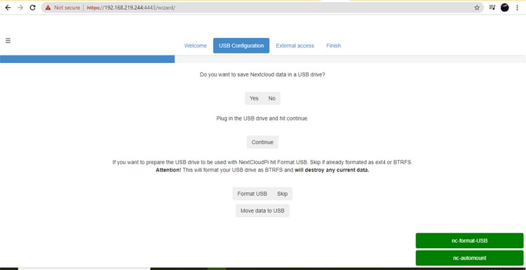 Next Cloud Pi USB Configuration