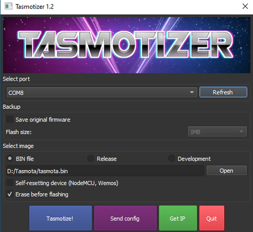 Tasmotizer Flashing Firmware