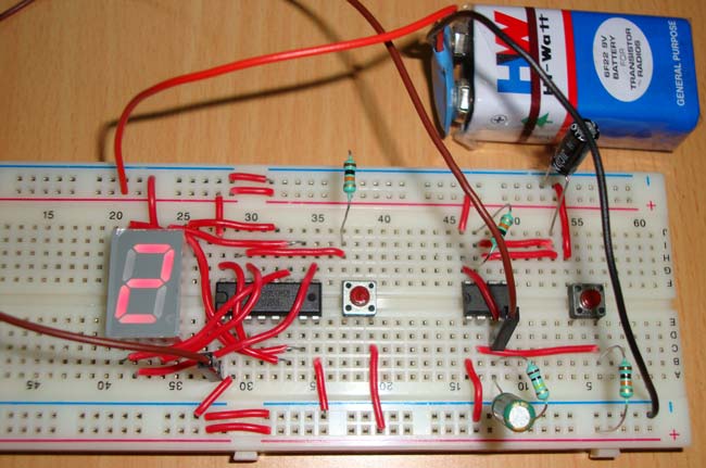 7 Segment display circuit on breadboard