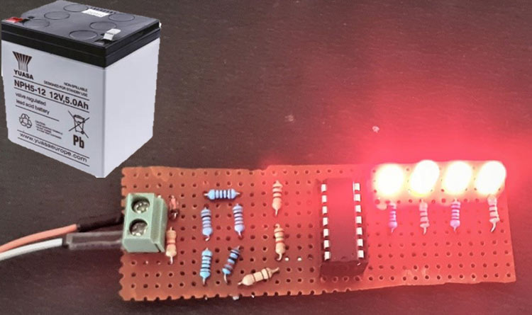 12v battery level indicator arduino