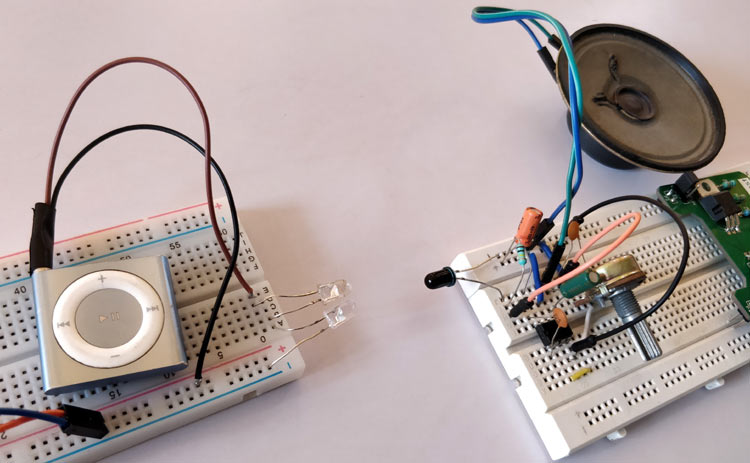 IR based Wireless Audio Transmitter and Receiver Circuit