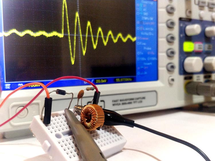 How to measure value of Inductor or Capacitor using Oscilloscope – Resonant Frequency Method