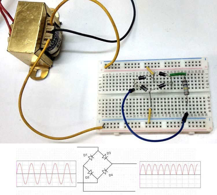 Bridge rectifier on sale on breadboard