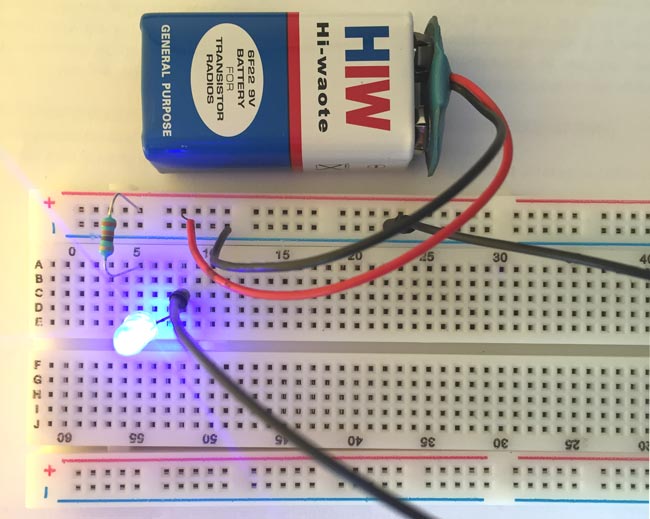 Simple LED Circuit on Breadboard