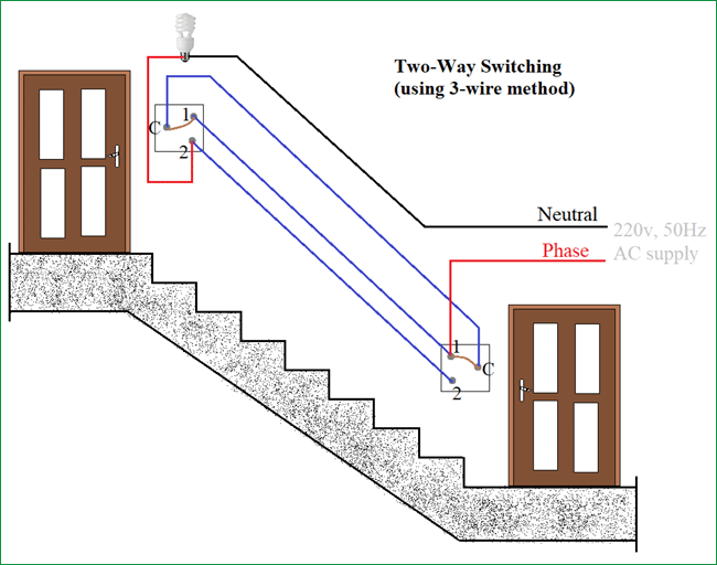 How to connect a 2-way switch