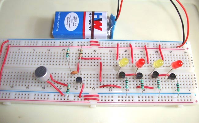 Simple Musical LEDs Circuit Diagram