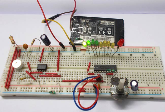 LED VU Meter Circuit Diagram using LM3914 and LM358