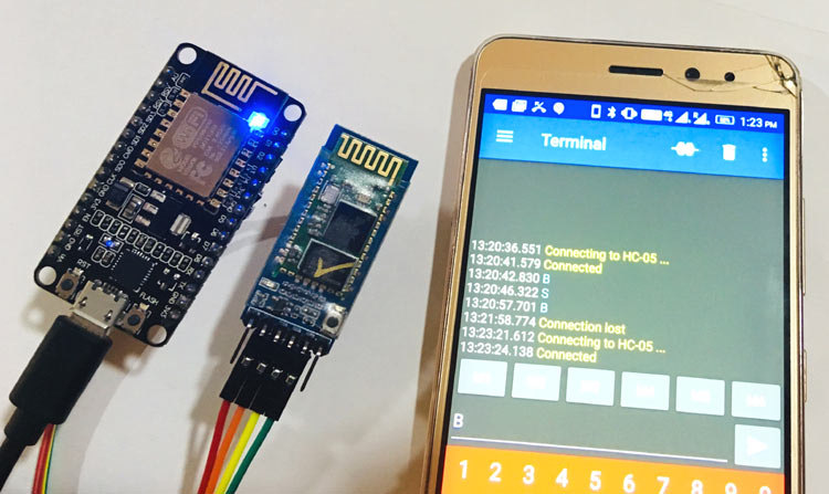 Bluetooth Module interfacing with ESP8266: Controlling an LED