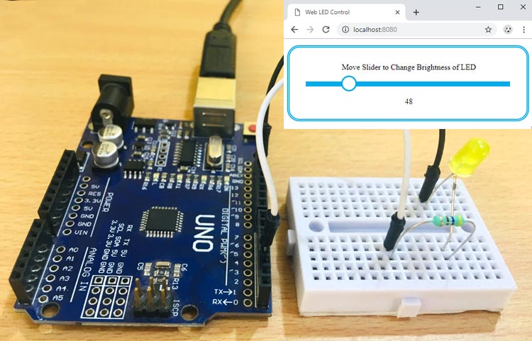 Node.js with Arduino: Controlling Brightness of LED through Web Interface