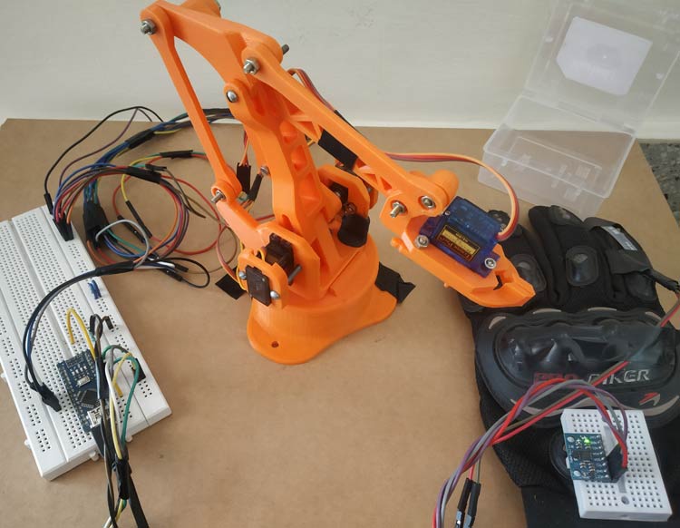 diy robotic hand controlled by a glove and arduino