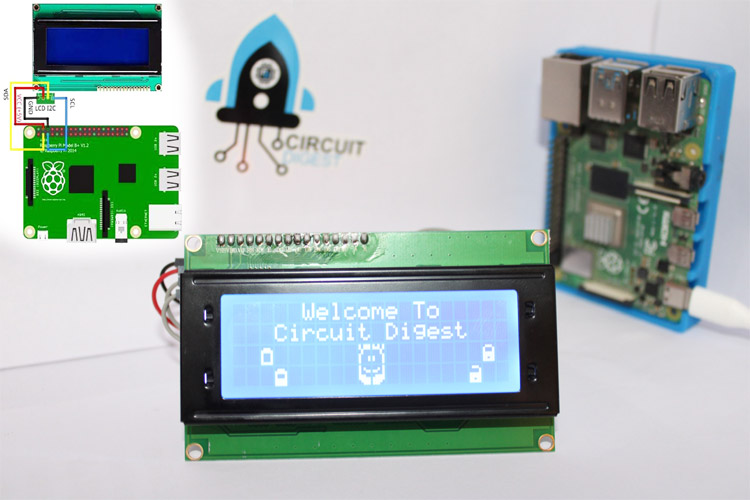 Interfacing 20x4 LCD with Raspberry Pi 4 for Creating Custom Character and Scrolling  Text