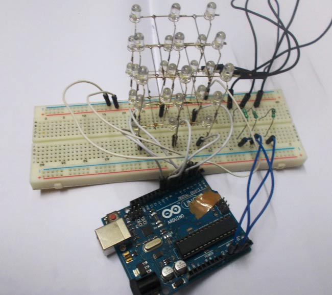 3X3X3 LED Cube with Arduino UNO 3X3X3 LED Cube with Arduino UNO