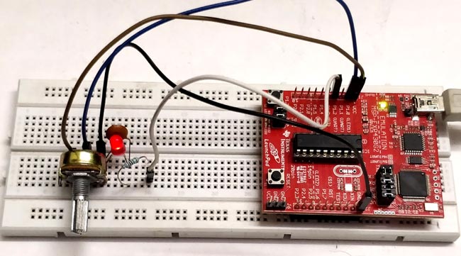 Pulse width Modulation using MSP430G2: Controlling of LED